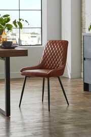 Set of 2 Faux Leather Tan Brown Hamilton Non Arm Dining Chairs - Image 2 of 10