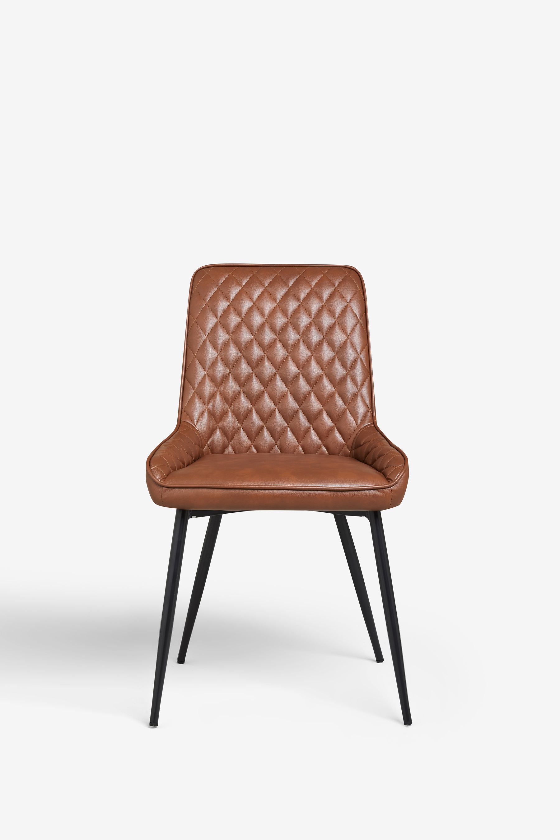 Set of 2 Faux Leather Tan Brown Hamilton Non Arm Dining Chairs