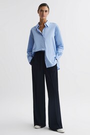 Reiss Navy Rosalyn Wide Leg Drawstring Trousers - Image 1 of 5