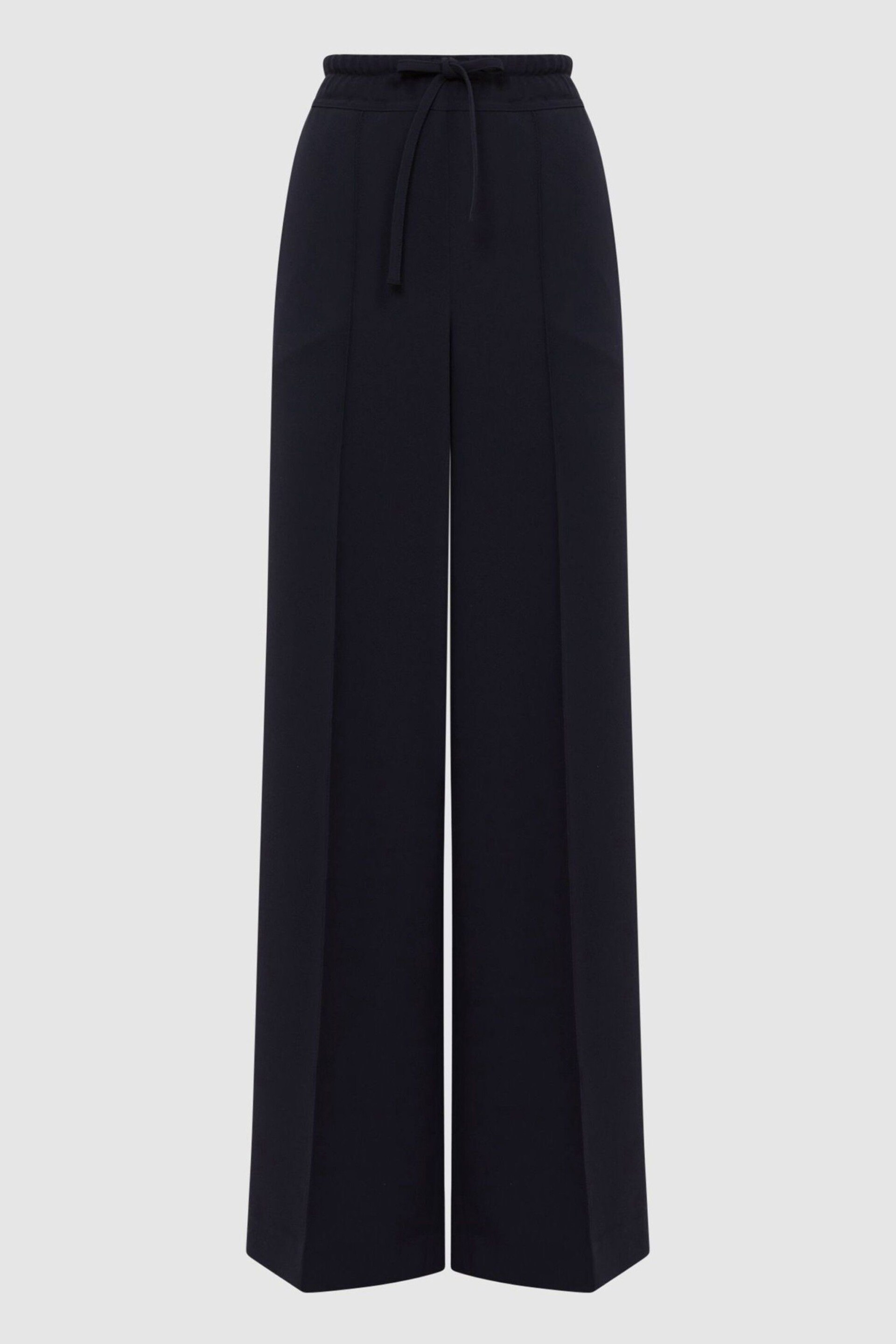 Reiss Navy Rosalyn Wide Leg Drawstring Trousers - Image 2 of 5