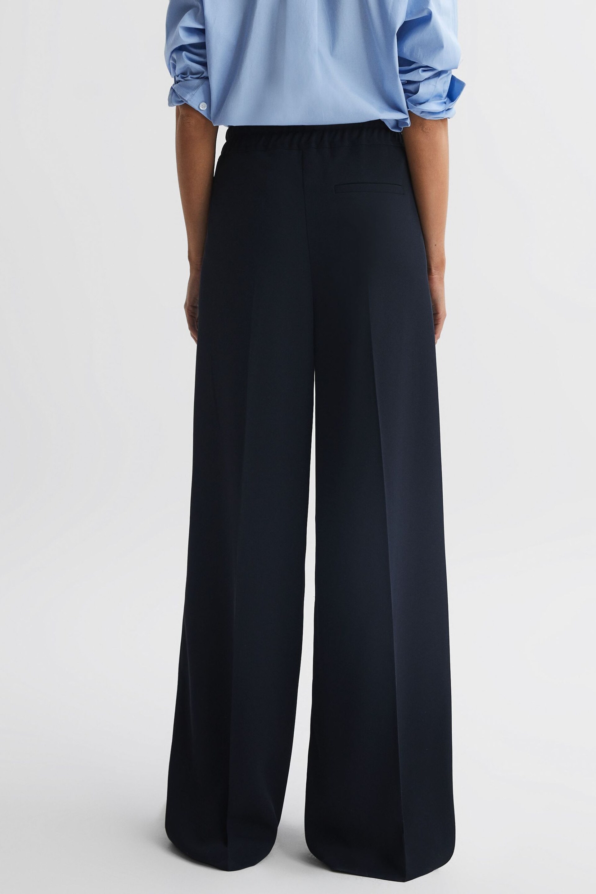 Reiss Navy Rosalyn Wide Leg Drawstring Trousers - Image 5 of 5