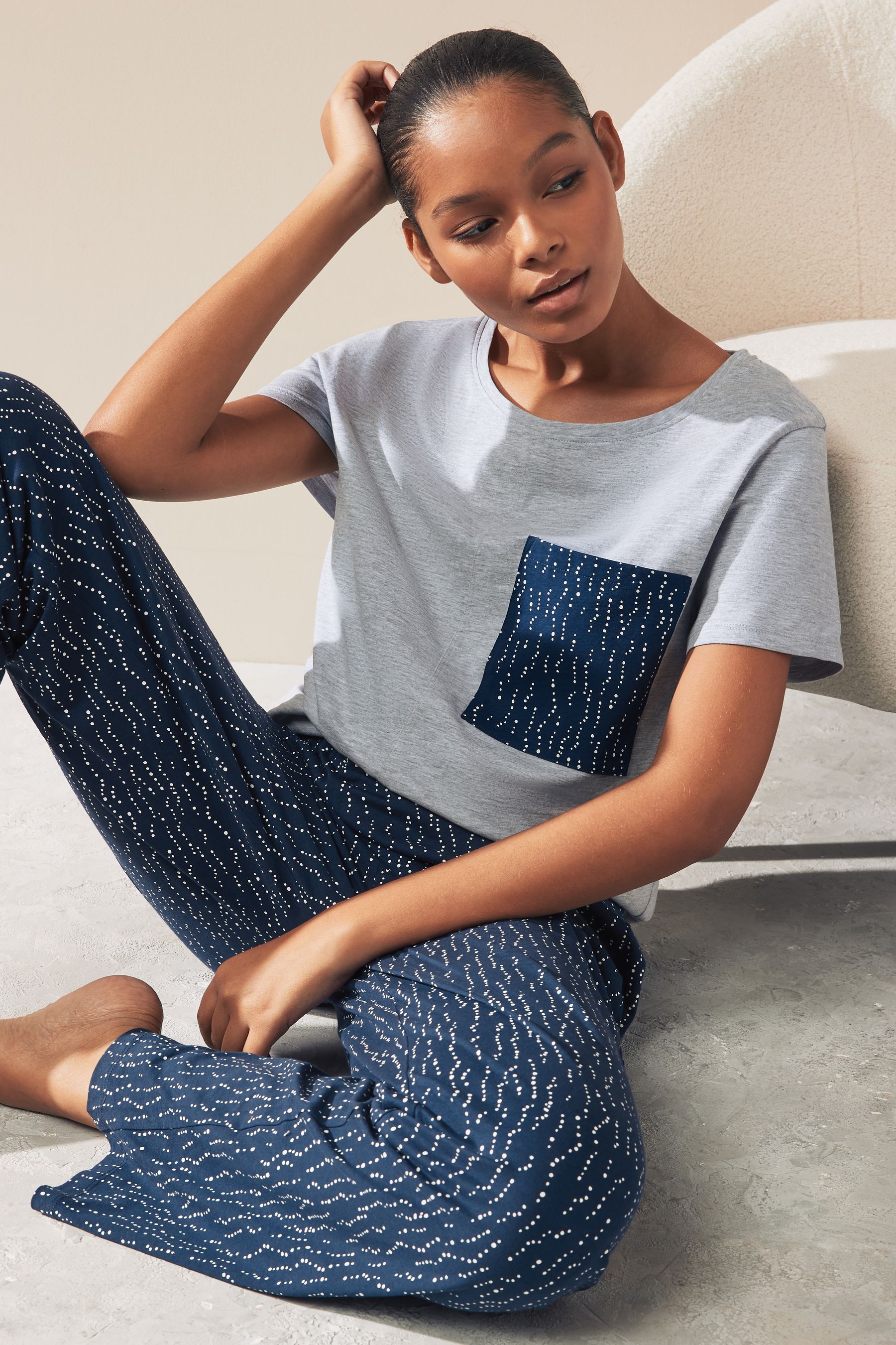 Buy Navy Spot 100 Cotton Short Sleeve Pyjamas from the Next UK online shop