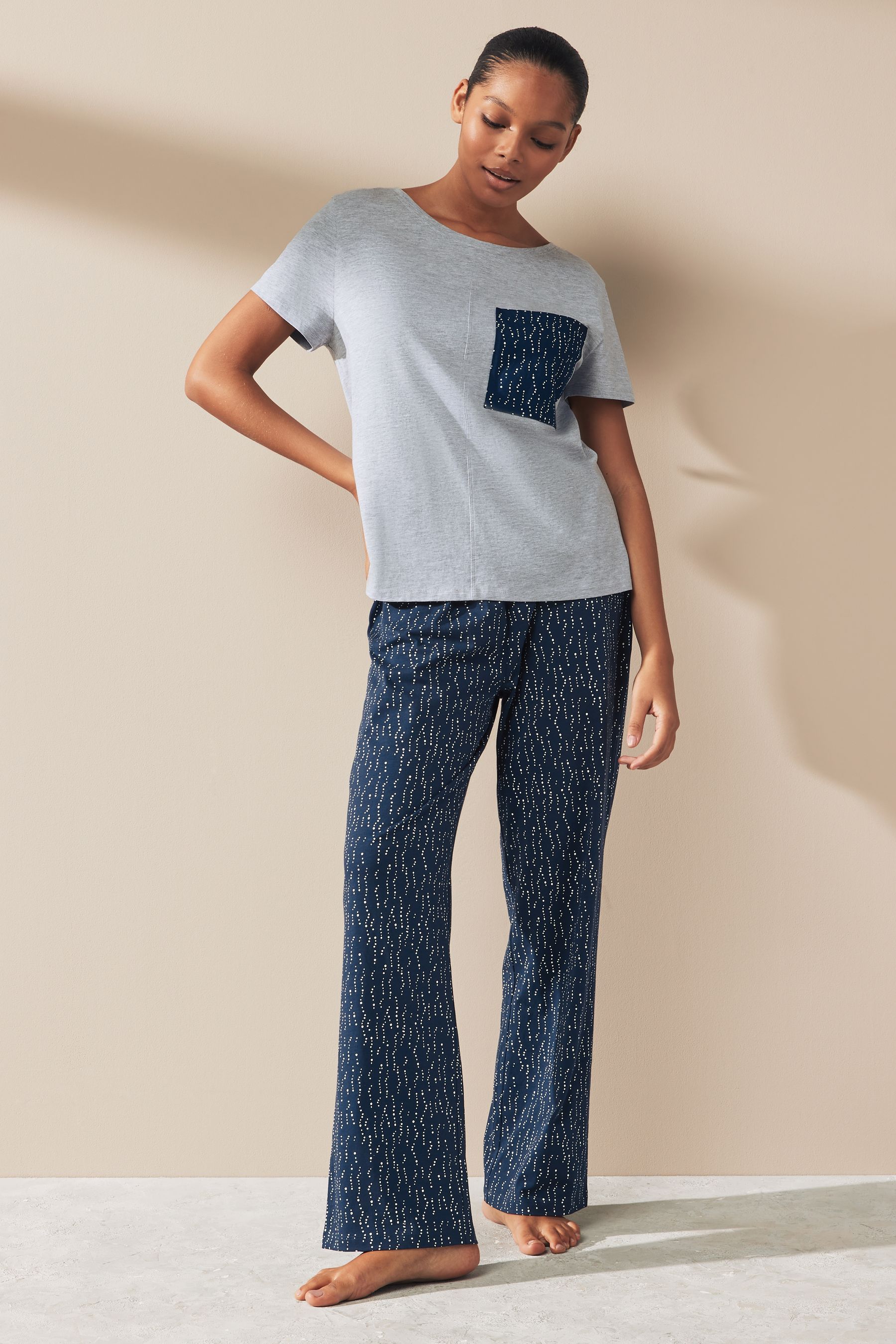 Buy Navy Spot 100 Cotton Short Sleeve Pyjamas from the Next UK online shop
