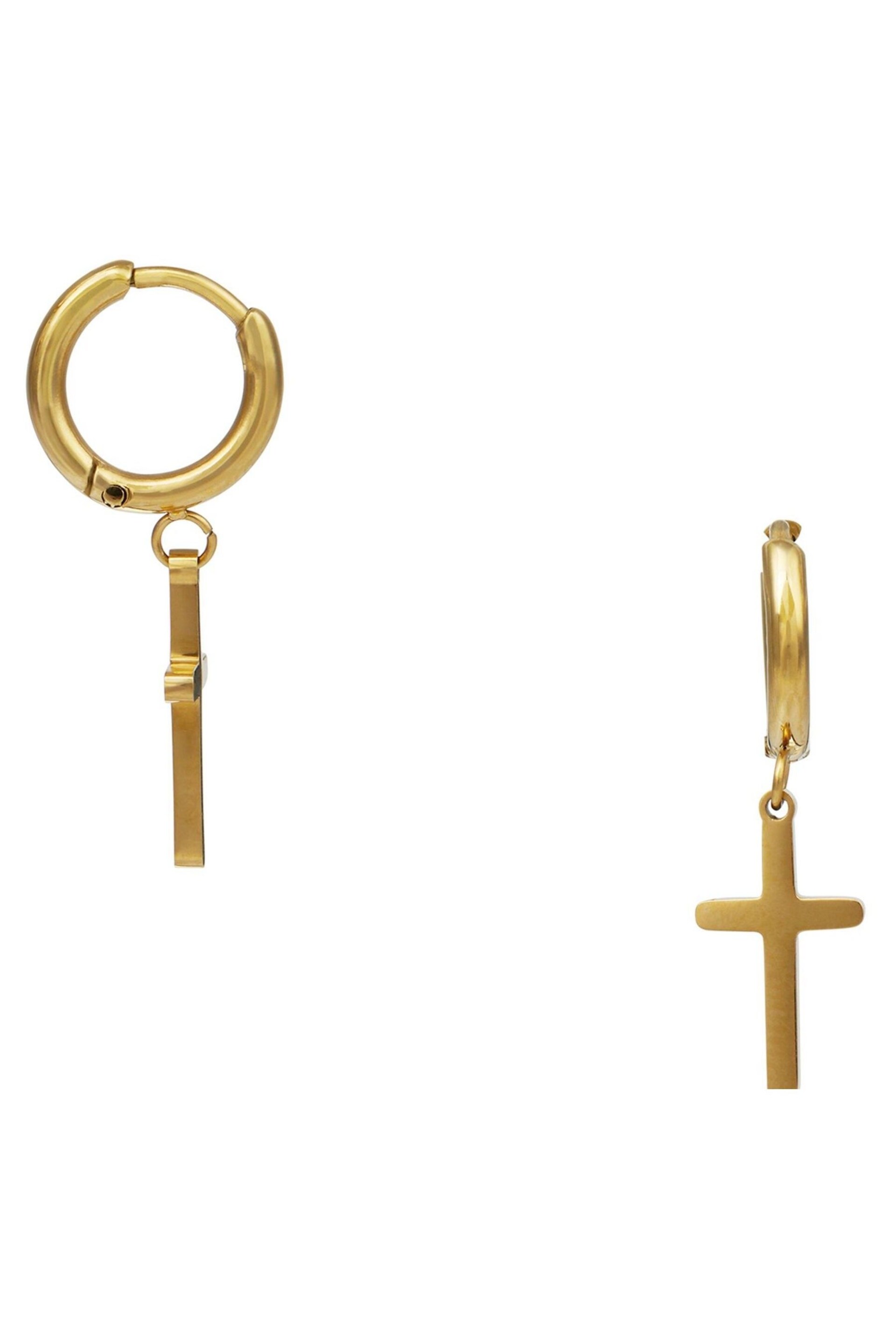 Orelia & Joe 18K Gold Cross Charm Hoops - Image 1 of 1