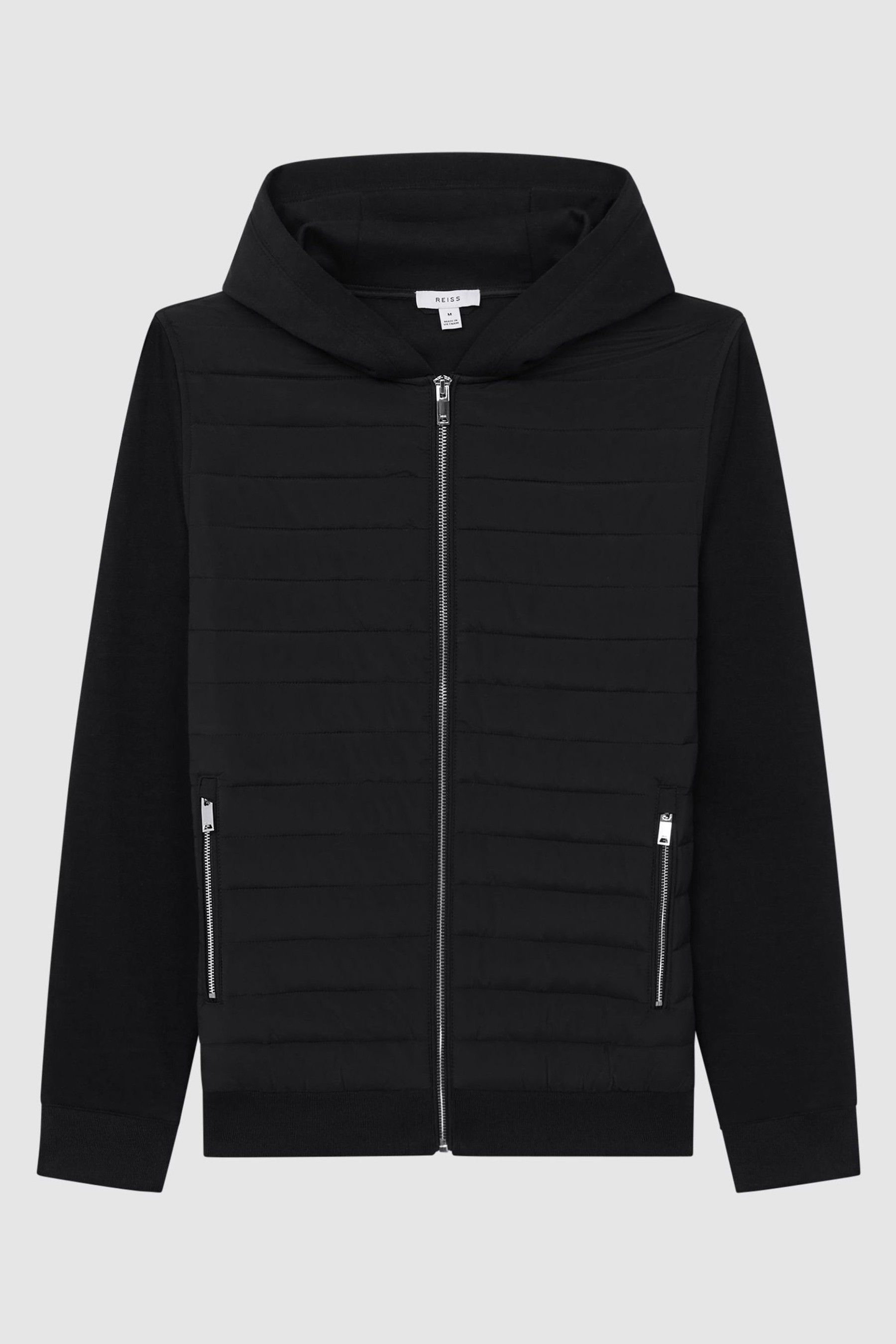 Buy Reiss Black Taylor Hybrid Zip Quilted Hooded Jacket from the Next UK online shop