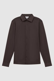Reiss Chocolate King Mercerised Cotton Button-Through Shirt - Image 2 of 5