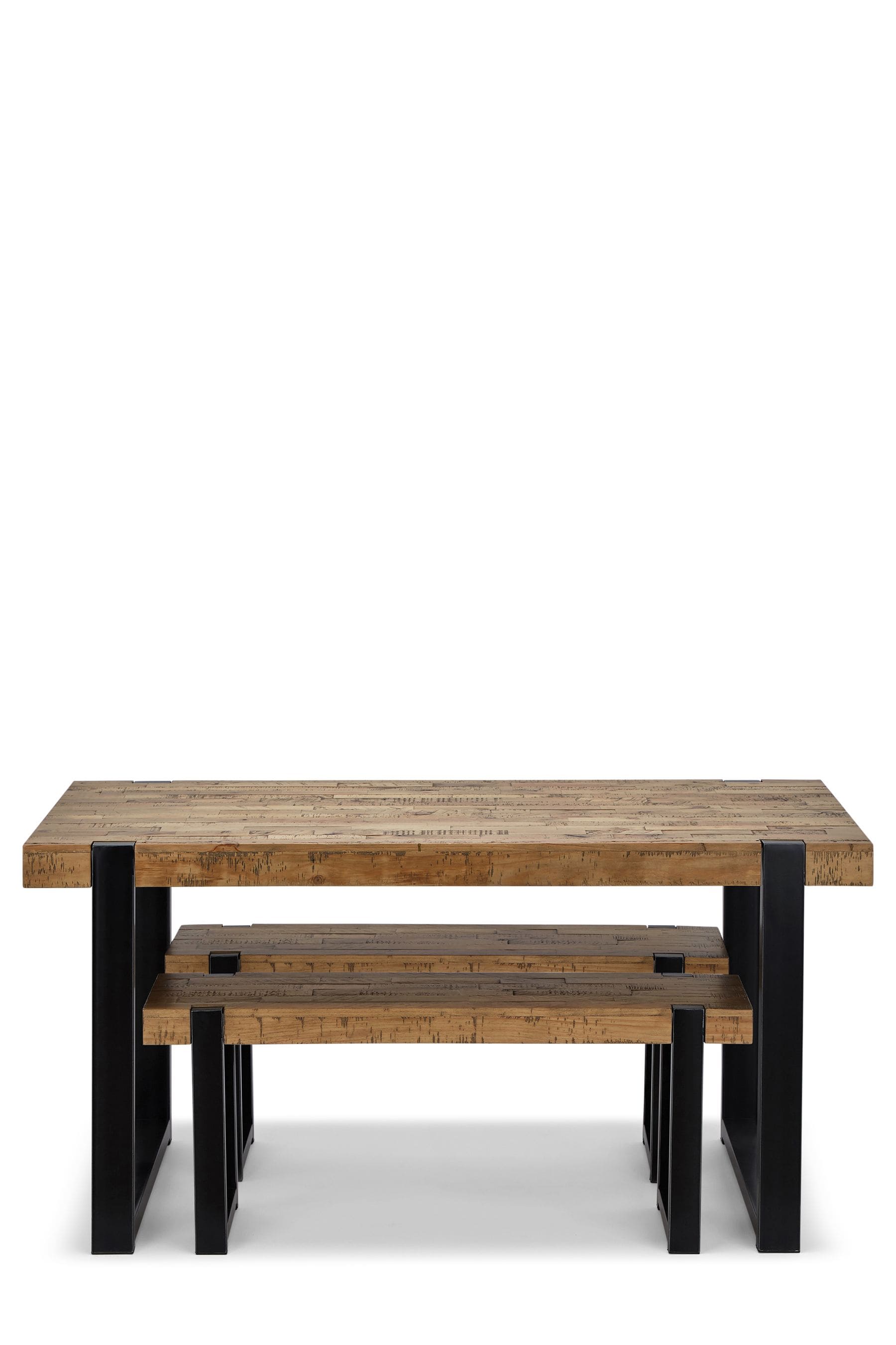 Oak dining table and clearance bench set next