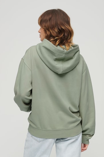 Superdry Green Micro Logo Embroided Loose Hoodie