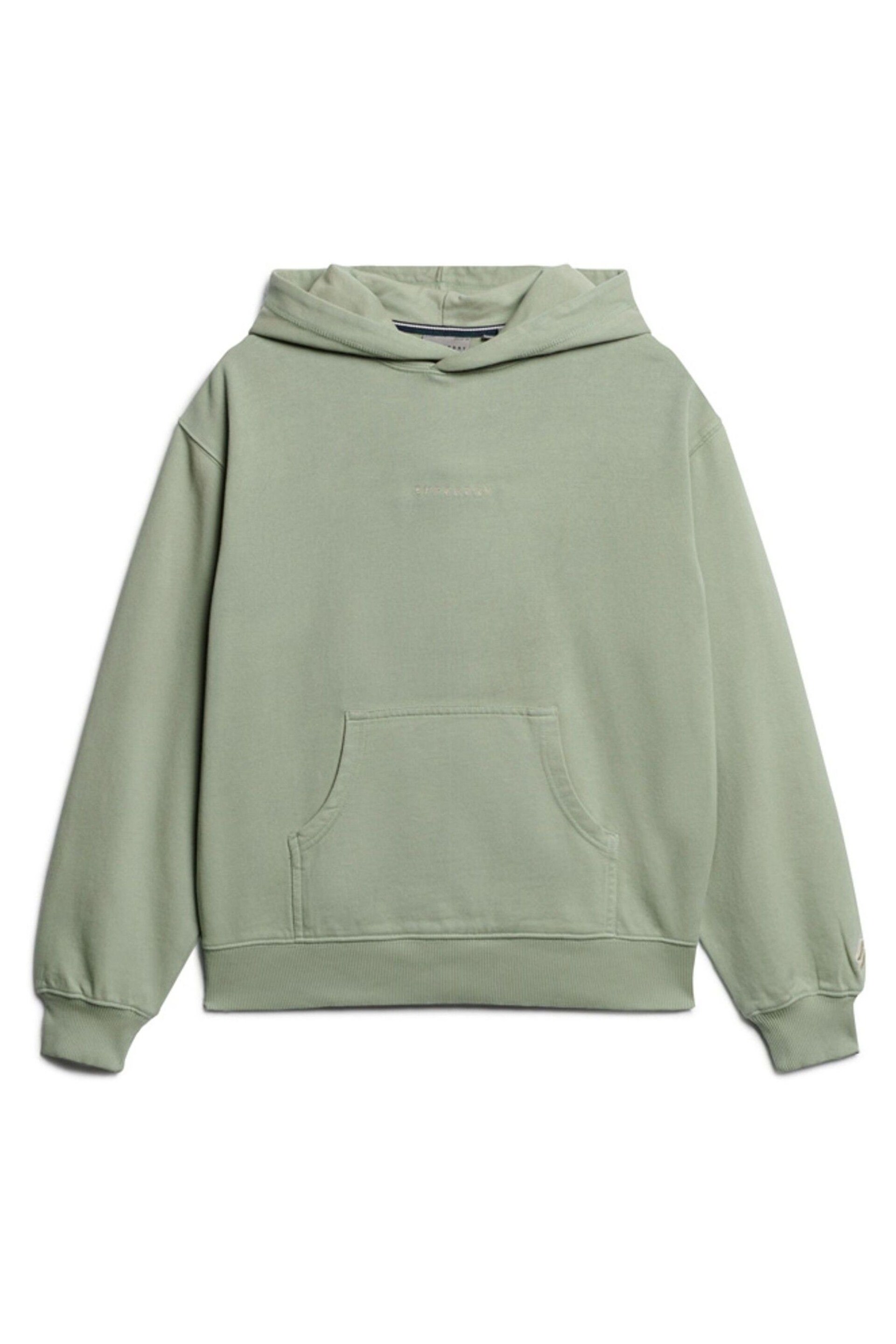 Superdry Green Micro Logo Embroided Loose Hoodie - Image 4 of 6