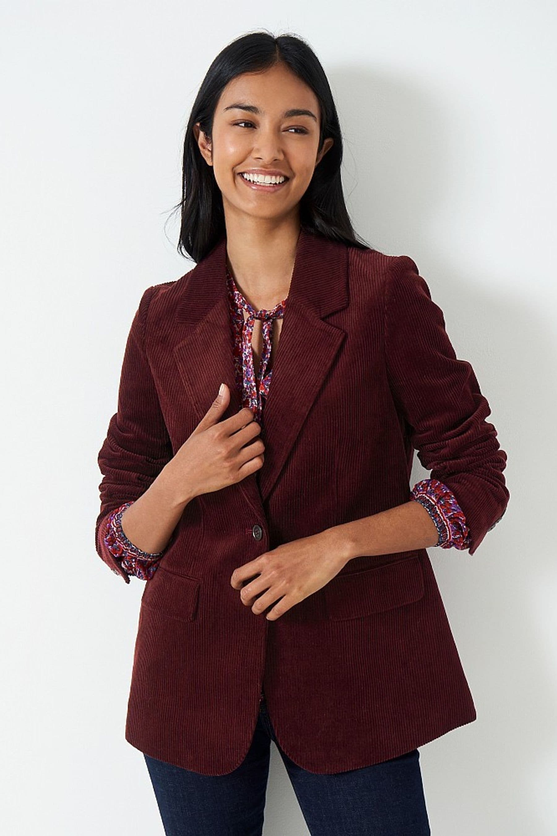 Red cotton blazer deals