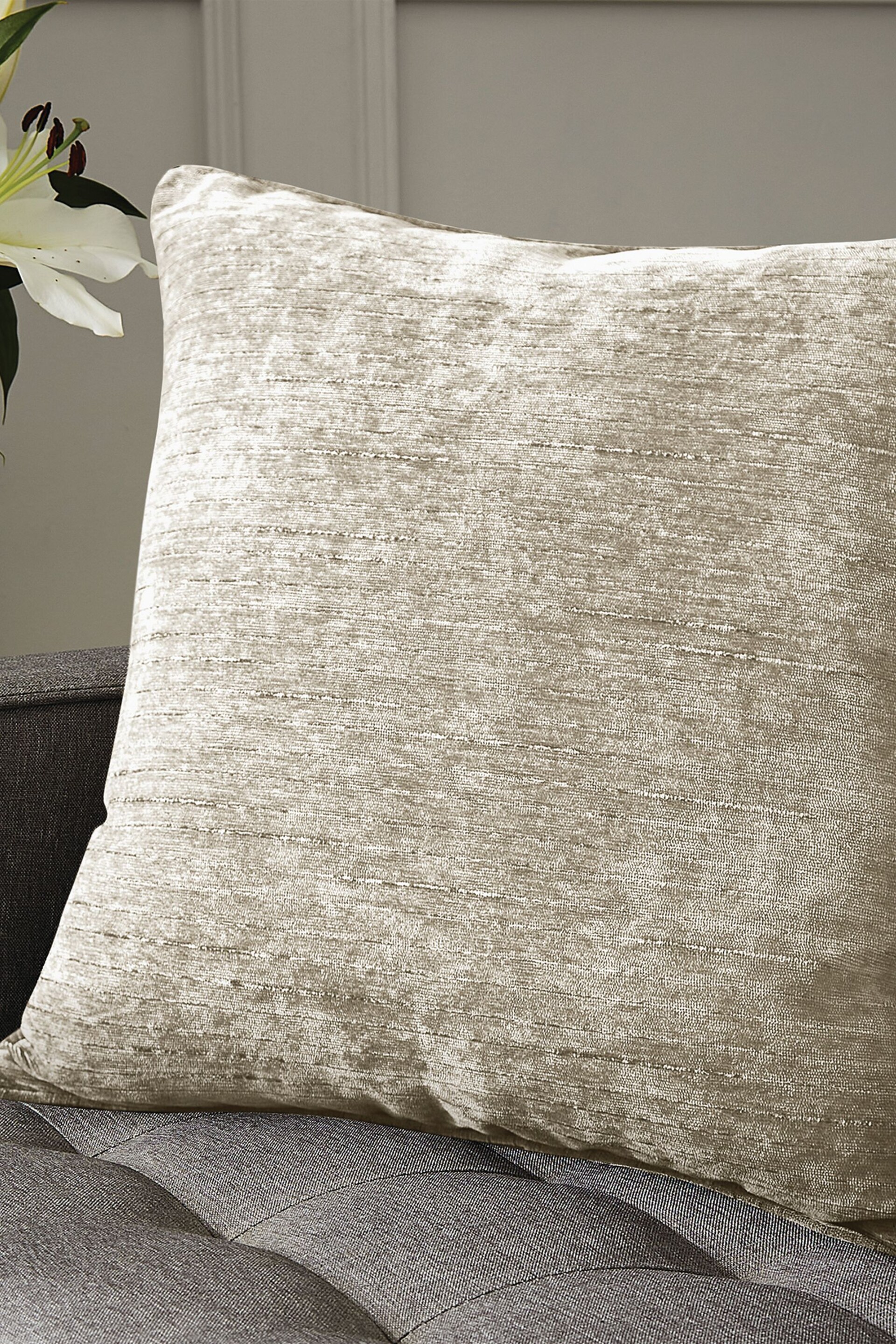 Hyperion Cream Selene Luxury Chenille Piped Cushion - Image 1 of 4