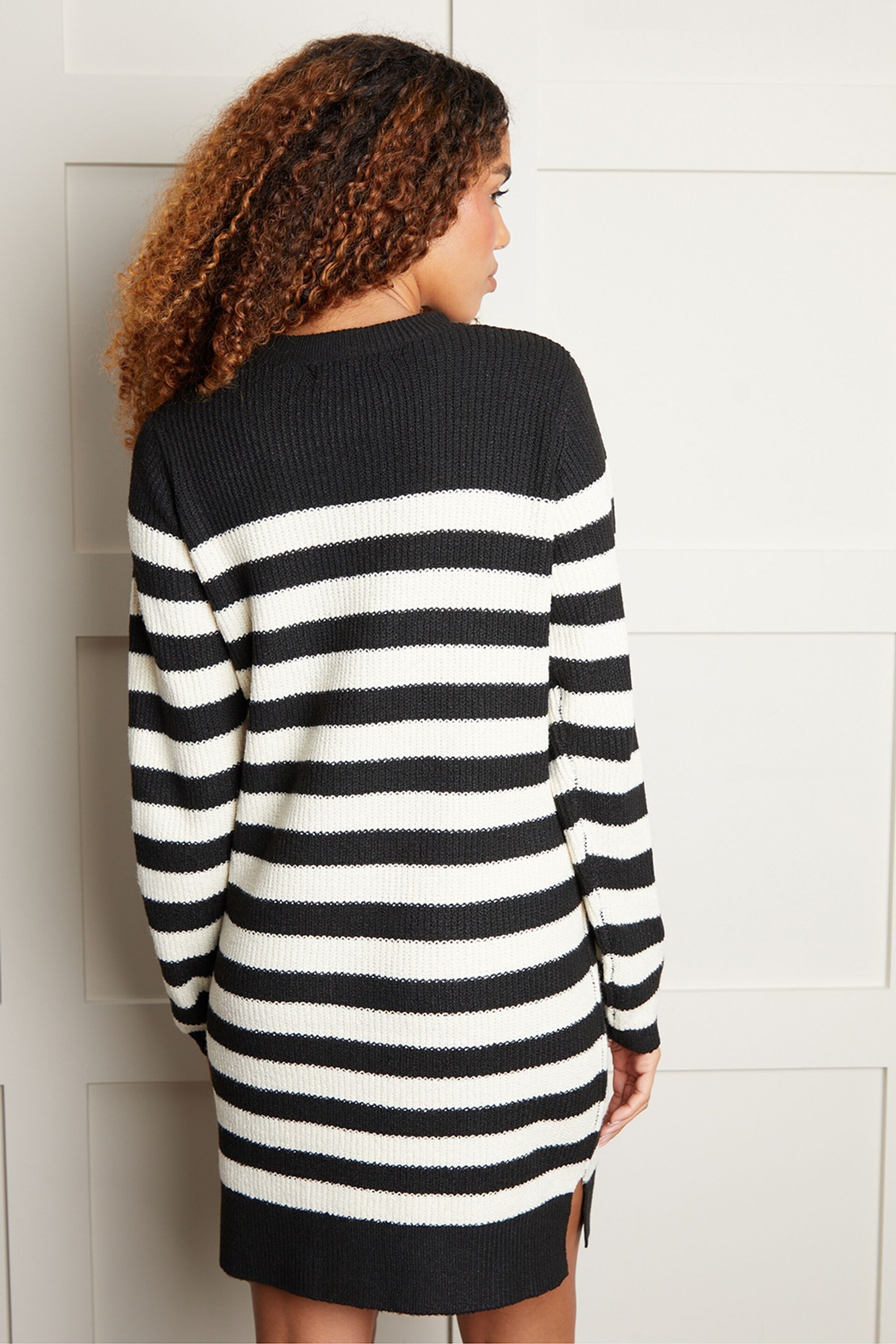 Threadbare Black Knitted Striped Dress - Image 2 of 4