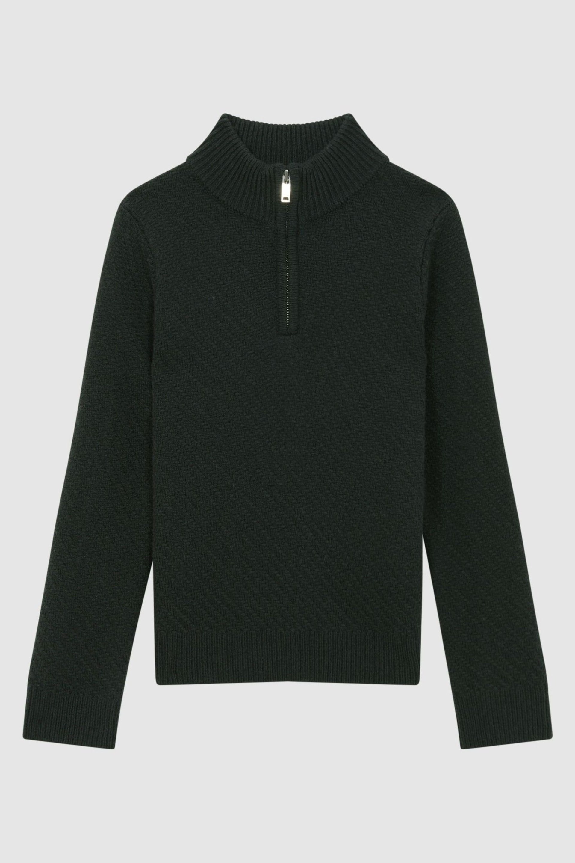 Reiss Forest Green Tempo Junior Slim Fit Knitted Half-Zip Funnel Neck Jumper - Image 2 of 5