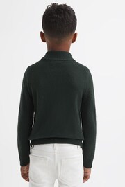 Reiss Forest Green Tempo Junior Slim Fit Knitted Half-Zip Funnel Neck Jumper - Image 4 of 5