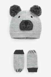 Grey Bear Hat & Mittens Set (3mths-6yrs) - Image 1 of 2