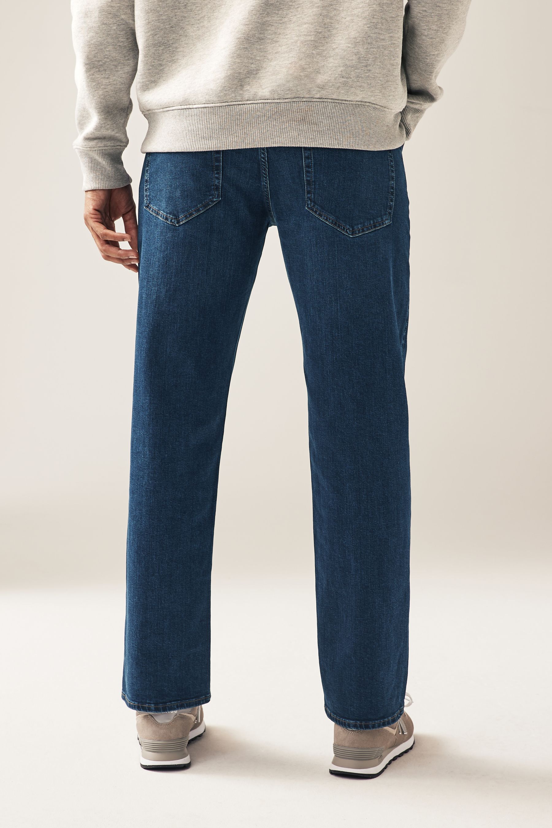 Mid Blue Straight Classic Stretch Jeans
