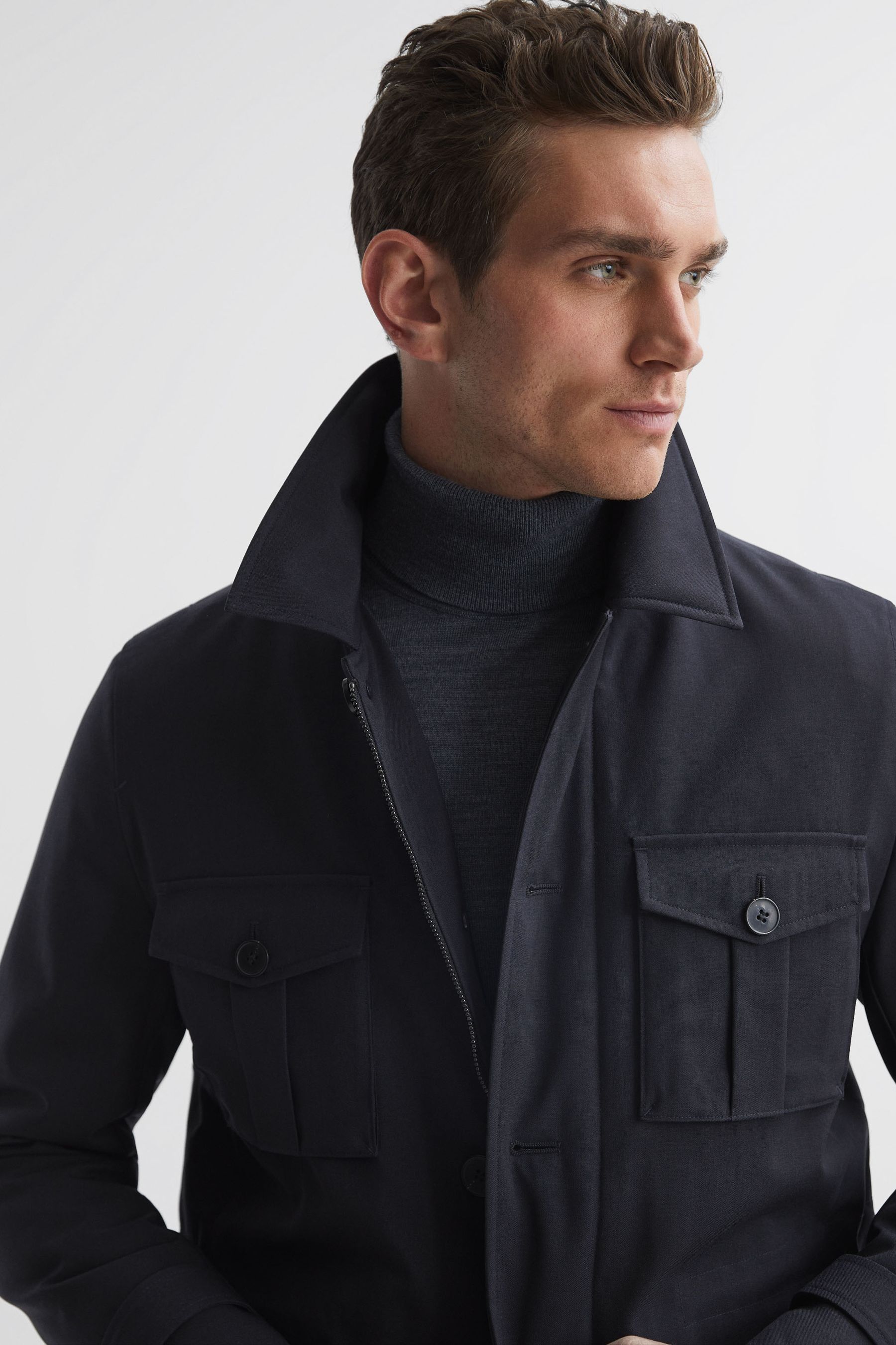 Ellis peak quilted short trench grey online
