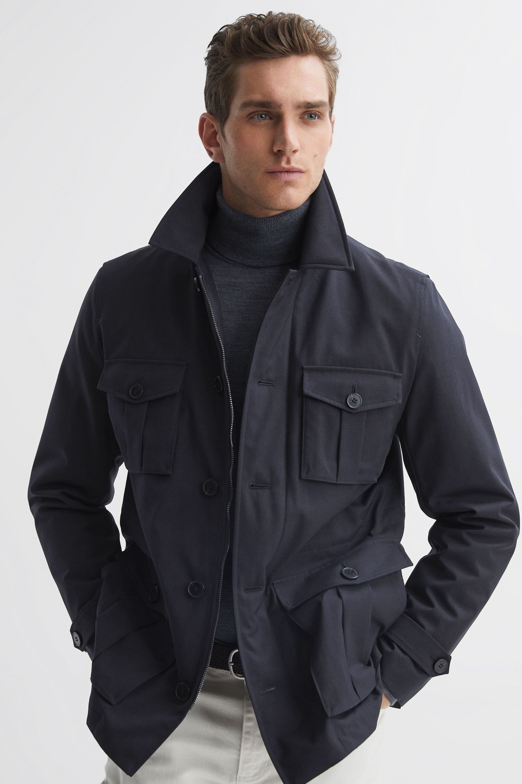Ellis peak quilted short trench grey best sale