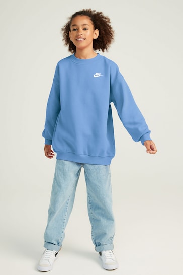 Nike Blue Oversized Club Fleece Sweatshirt