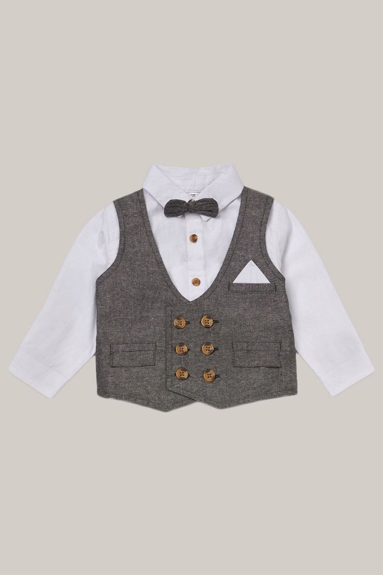 Little Gent Mock Shirt and Waistcoat Cotton 3-Piece Baby Gift Set - Image 2 of 4