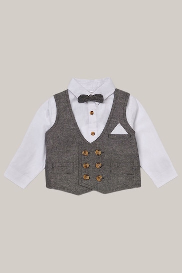 Little Gent Mock Shirt and Waistcoat Cotton 3-Piece Baby Gift Set