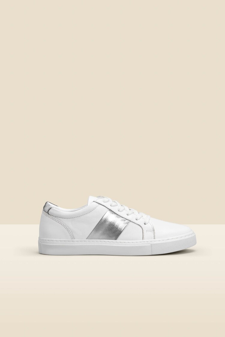 Sosandar Silver Side Stripe Detail Basic Trainers - Image 1 of 3