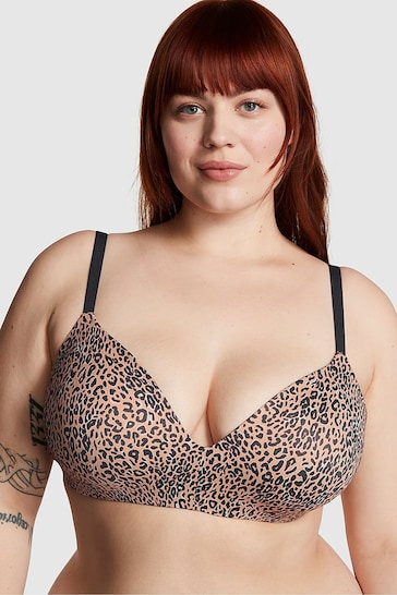 Victoria's Secret PINK Leopard Brown Non Wired Push Up Bra