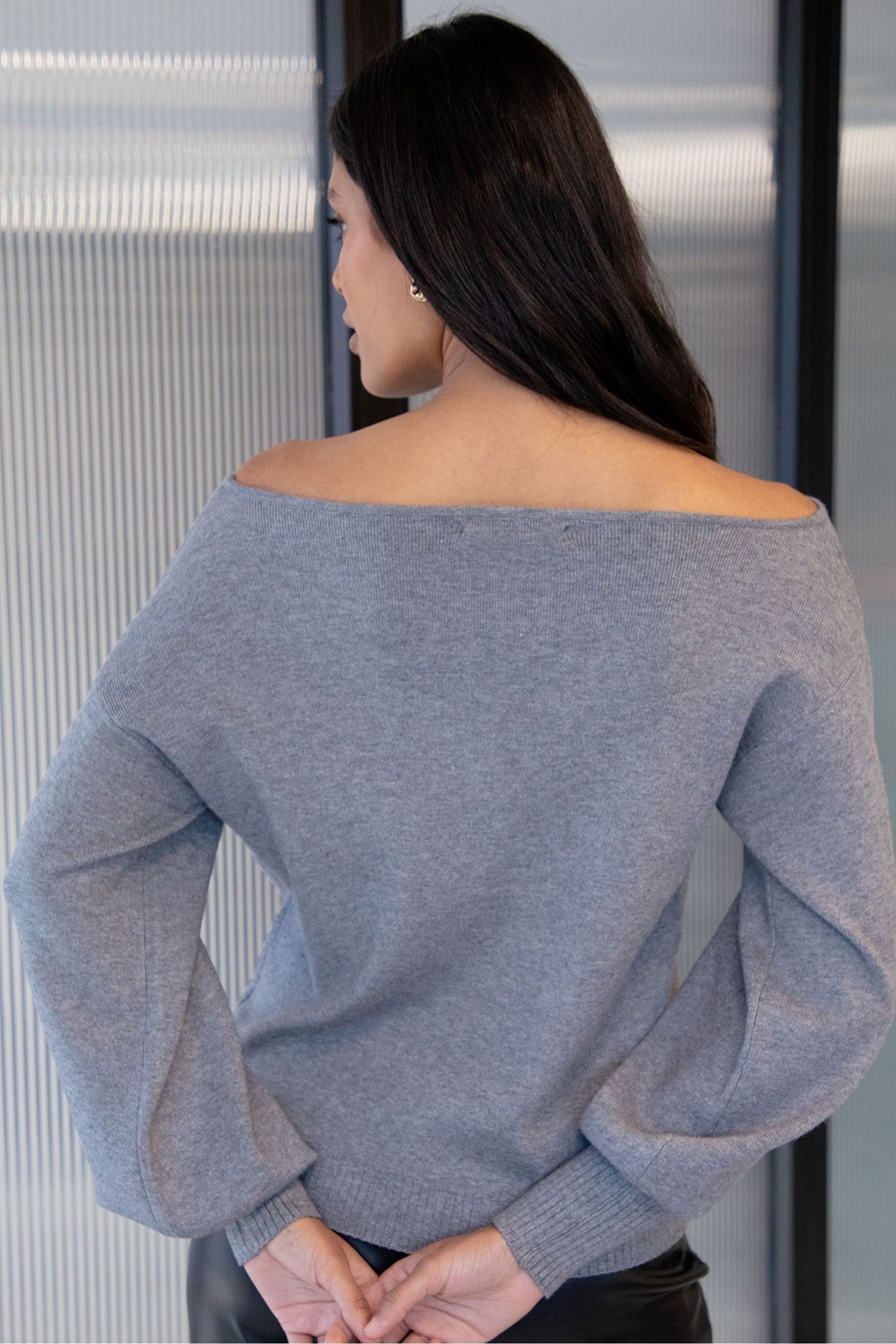 Buy Threadbare Grey Slash Neck Knitted Jumper from the Next UK online shop