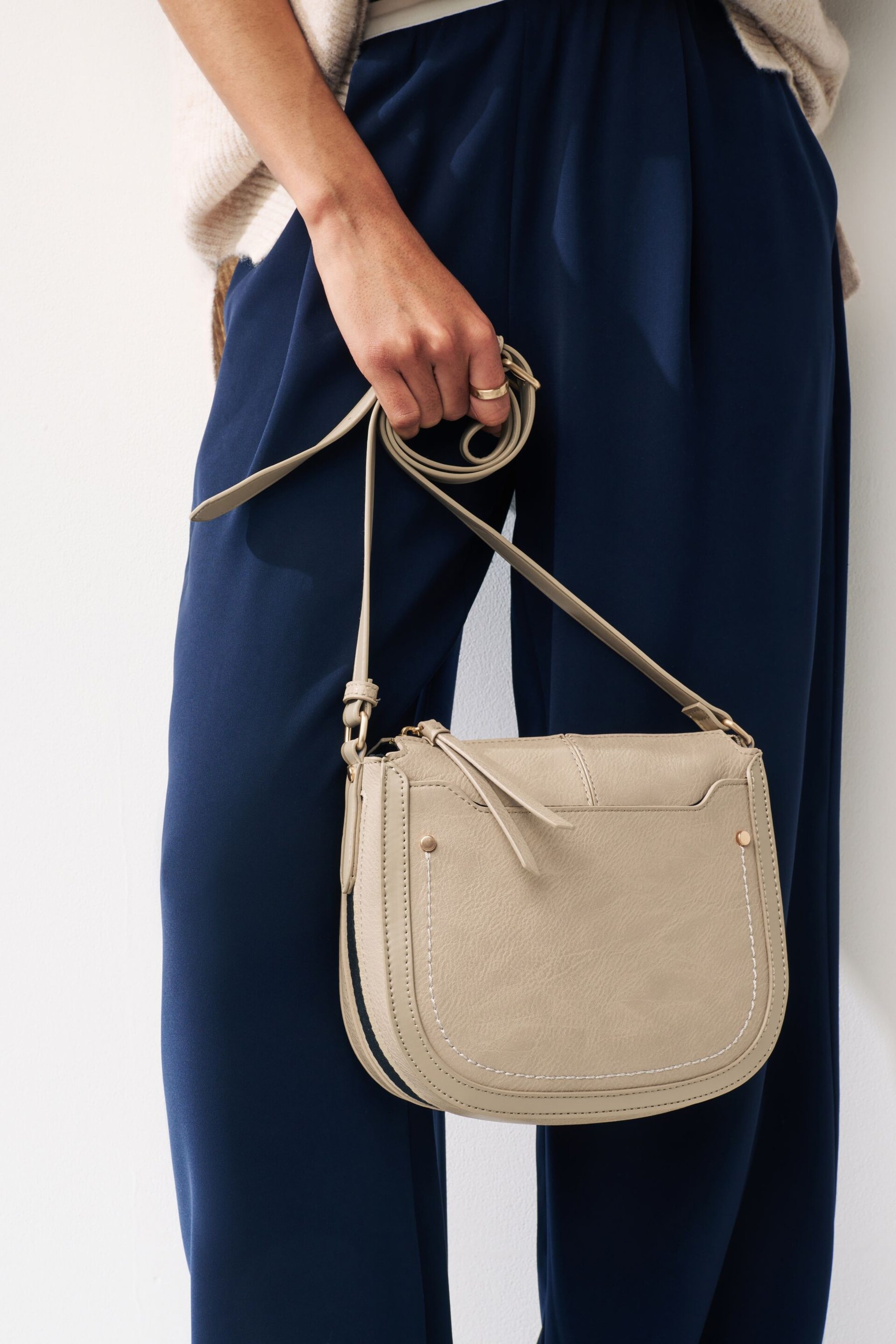 Bone Cream Saddle Cross-Body Bag - Image 1 of 12