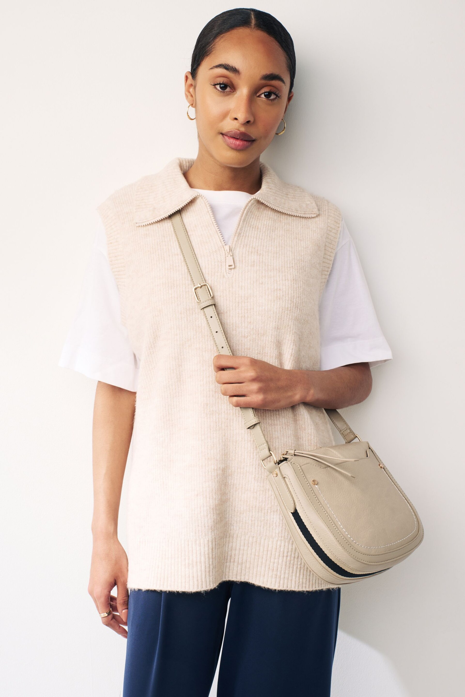 Bone Cream Saddle Cross-Body Bag - Image 2 of 12