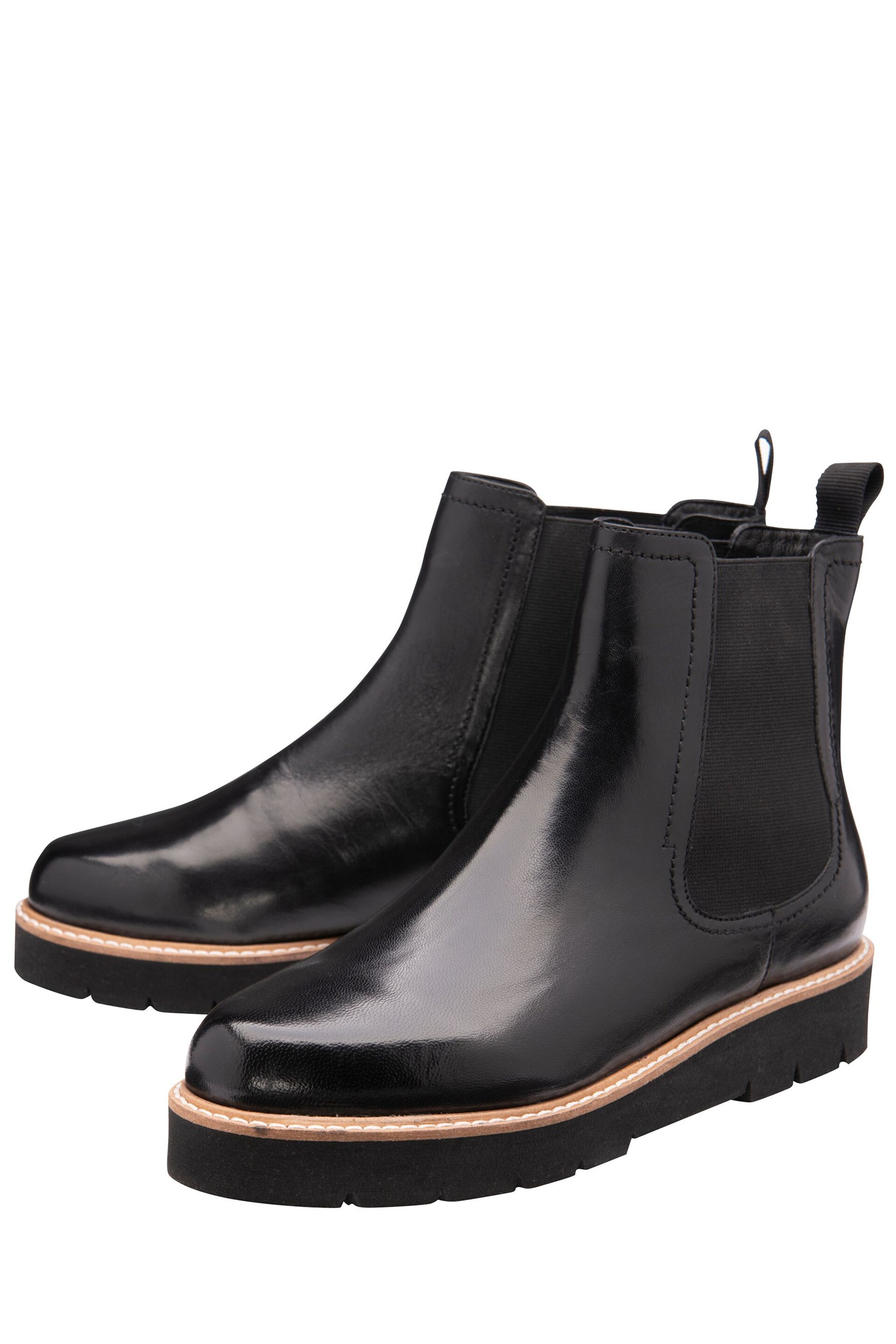 Ravel Black Leather Ankle Boots - Image 2 of 4