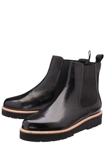 Ravel Black Leather Ankle Boots