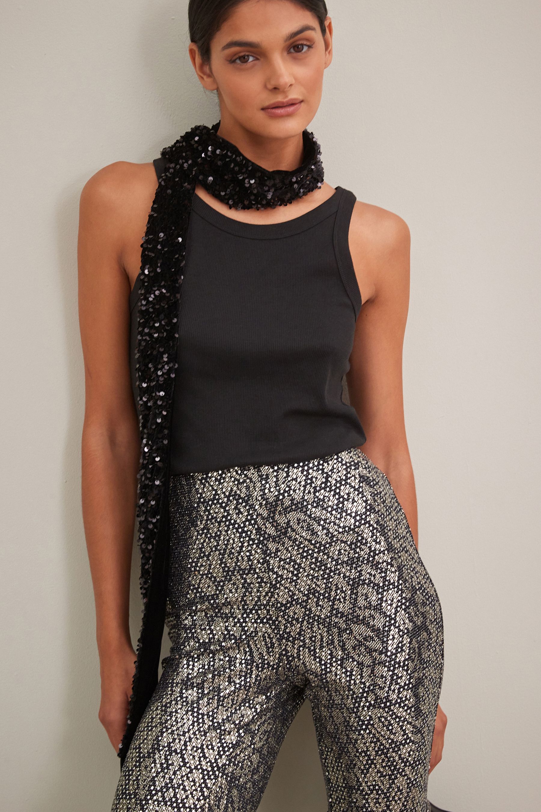 Black sequin top scarf uk