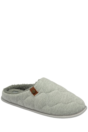 Dunlop Light Grey Mens Quilted Mule Slippers