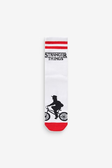 White/Red/Black Stranger Things Ribbed Ankle Socks 3 Pack