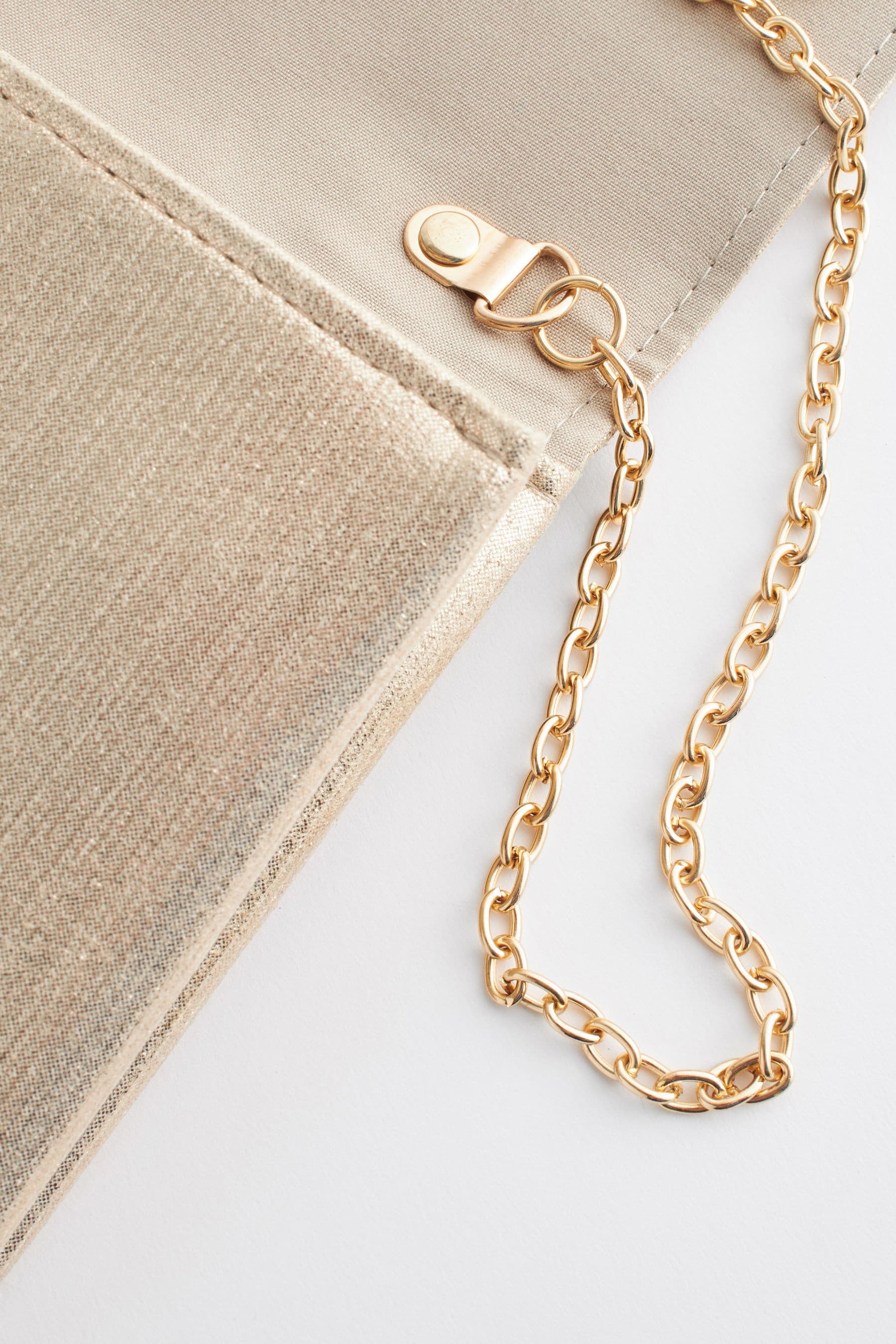 Gold Clutch Bag With Detachable Cross Body Chain