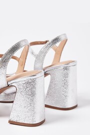 Oliver Bonas Silver Metallic Leather Heeled Platform Sandals - Image 6 of 8