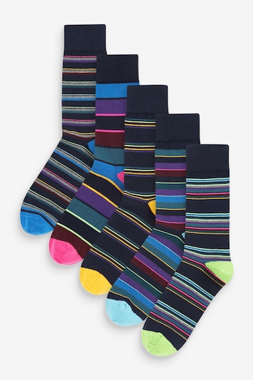 Blue Stripe Pattern Socks 5 Pack