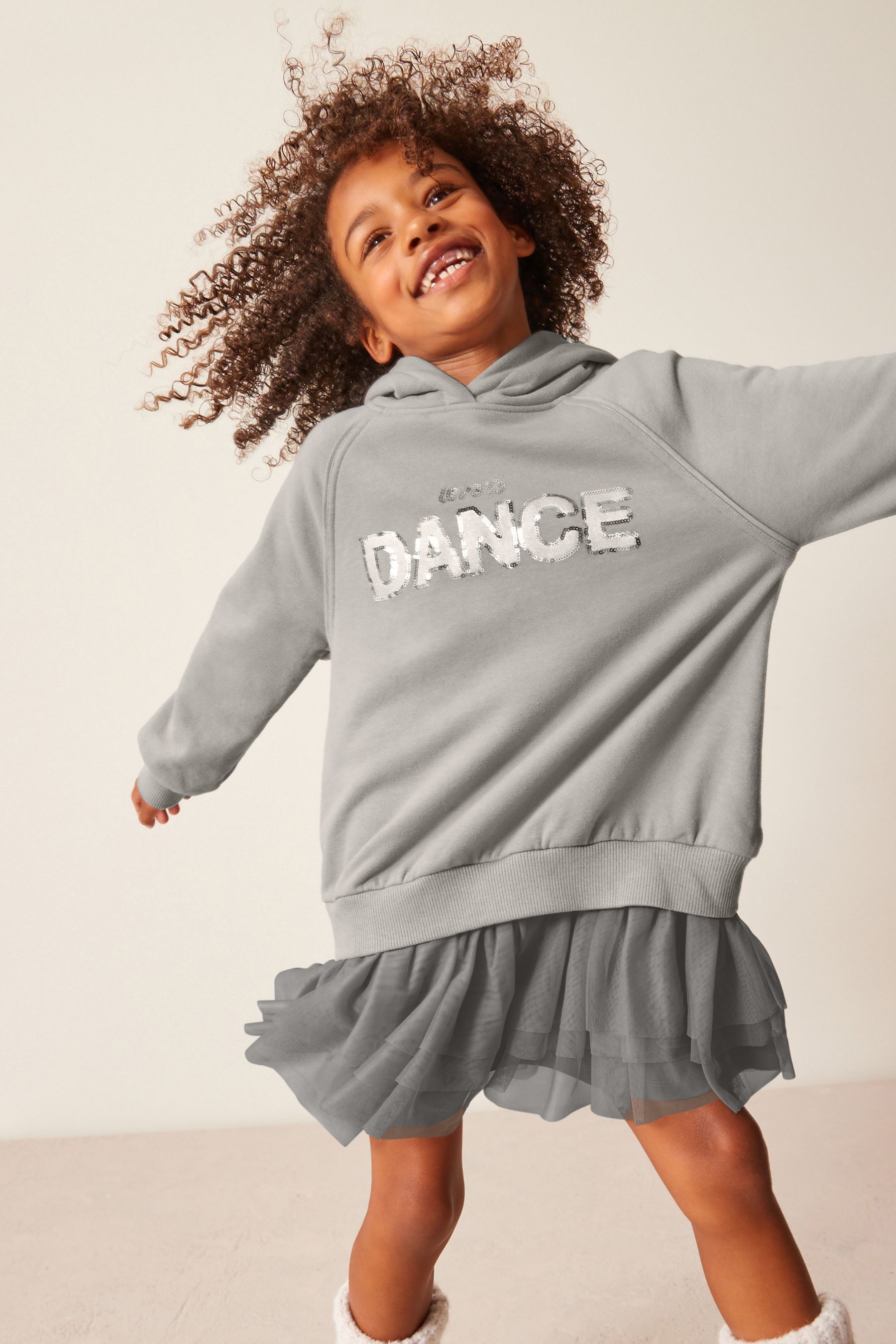 Buy Silver Embellished Hoodie Dress With Mesh Skirt 3 16yrs from Next Luxembourg