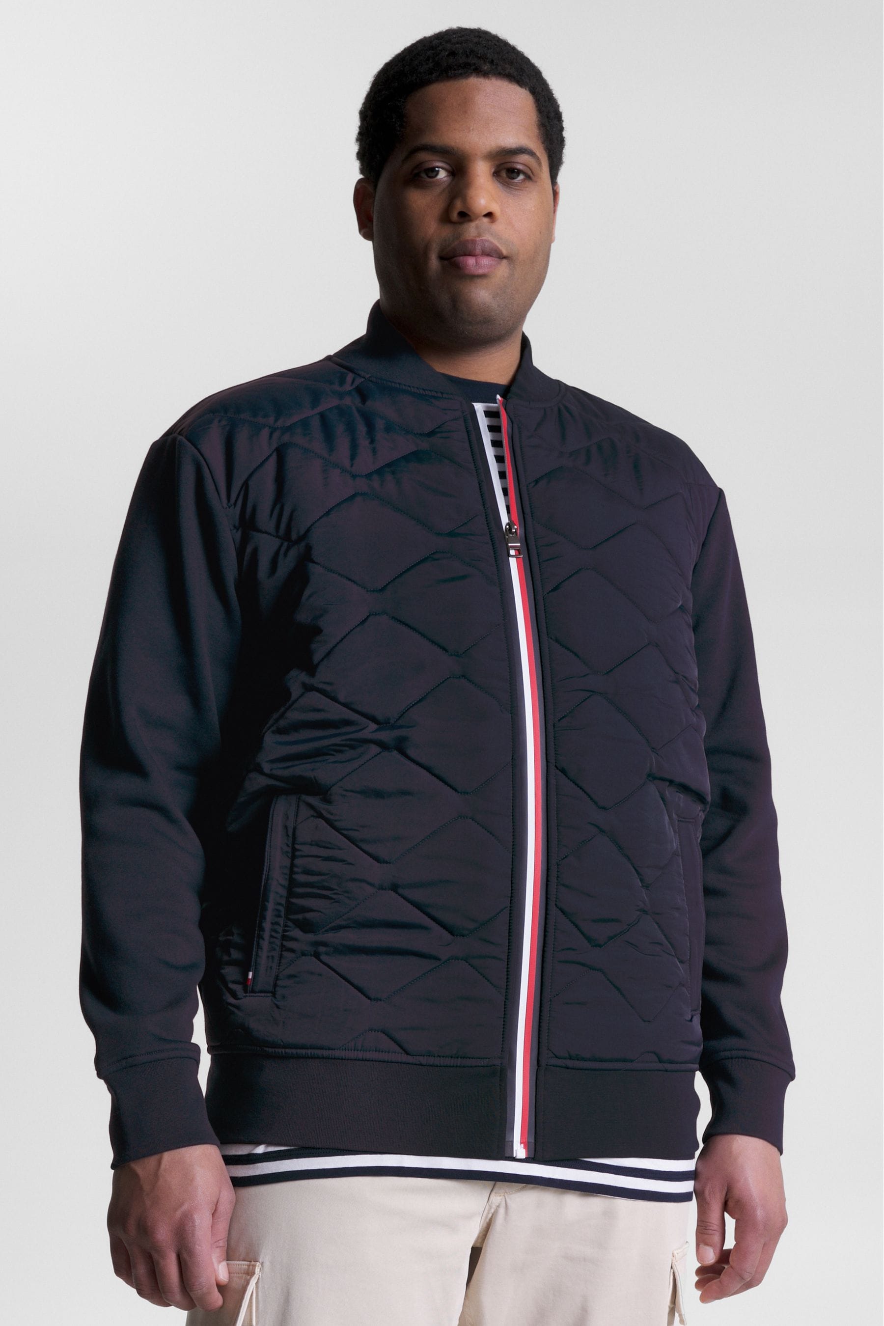 Buy Tommy Hilfiger Blue Big Tall Mix Media Bomber Jacket from Next Slovakia