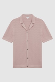 Reiss Dusty Pink Lunar Textured Cuban Collar Button-Through Shirt - Image 2 of 4