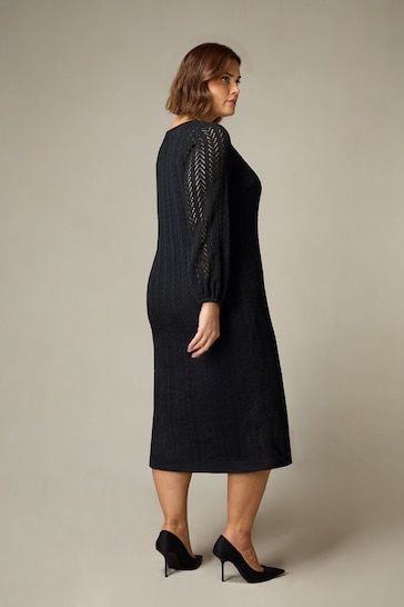 Live Unlimited Curve Crochet Knit Black Dress