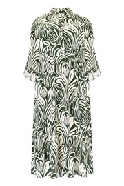 Live Unlimited Curve Green Abstract Print Button Through Shirt Dress - Image 4 of 4