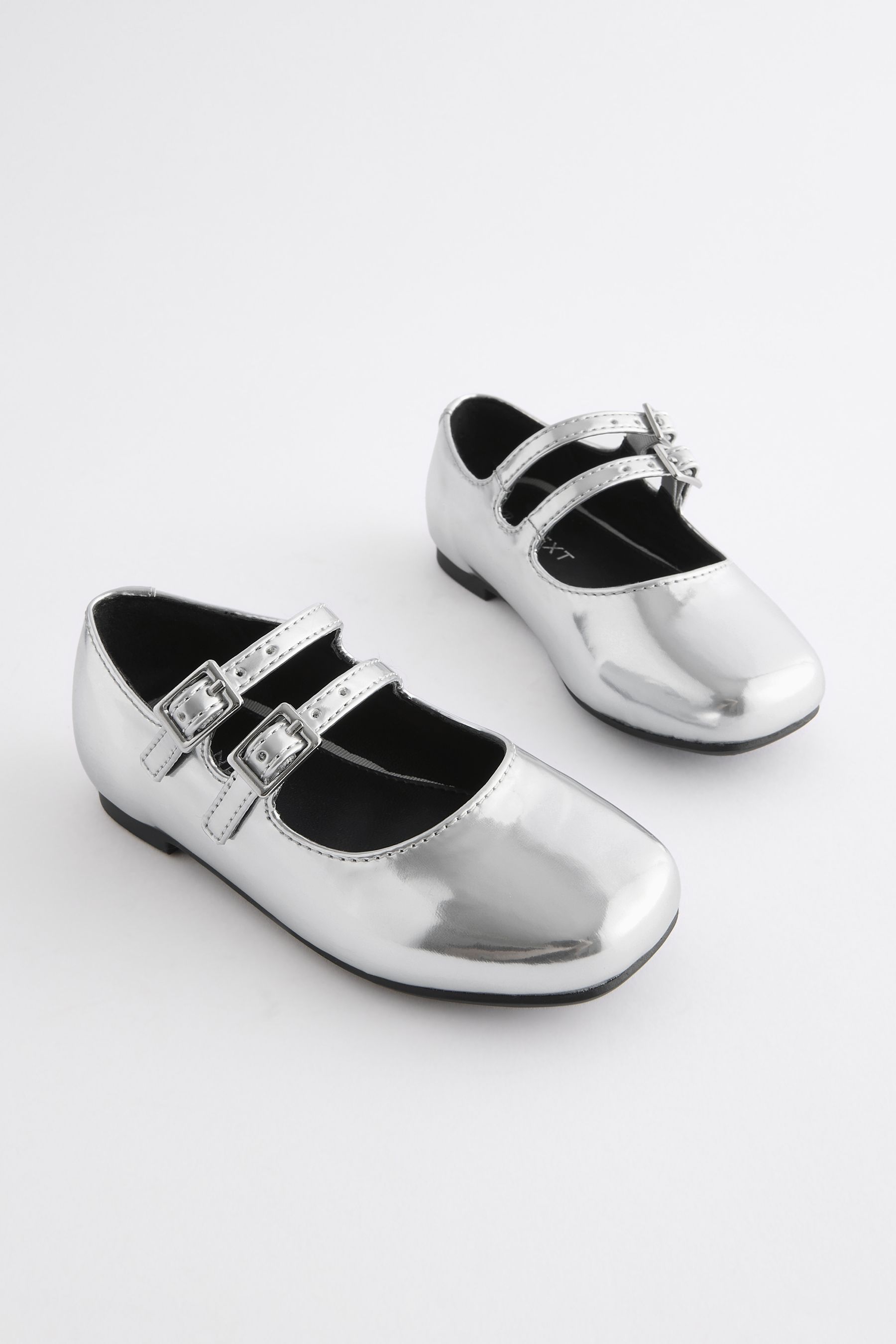 Buy Silver Metallic Double Strap Shoes from the Next UK online shop