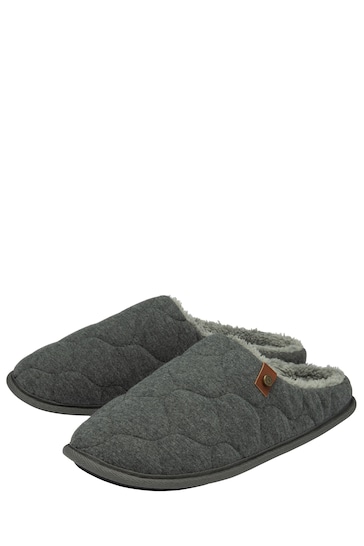 Dunlop Grey Mens Quilted Mule Slippers
