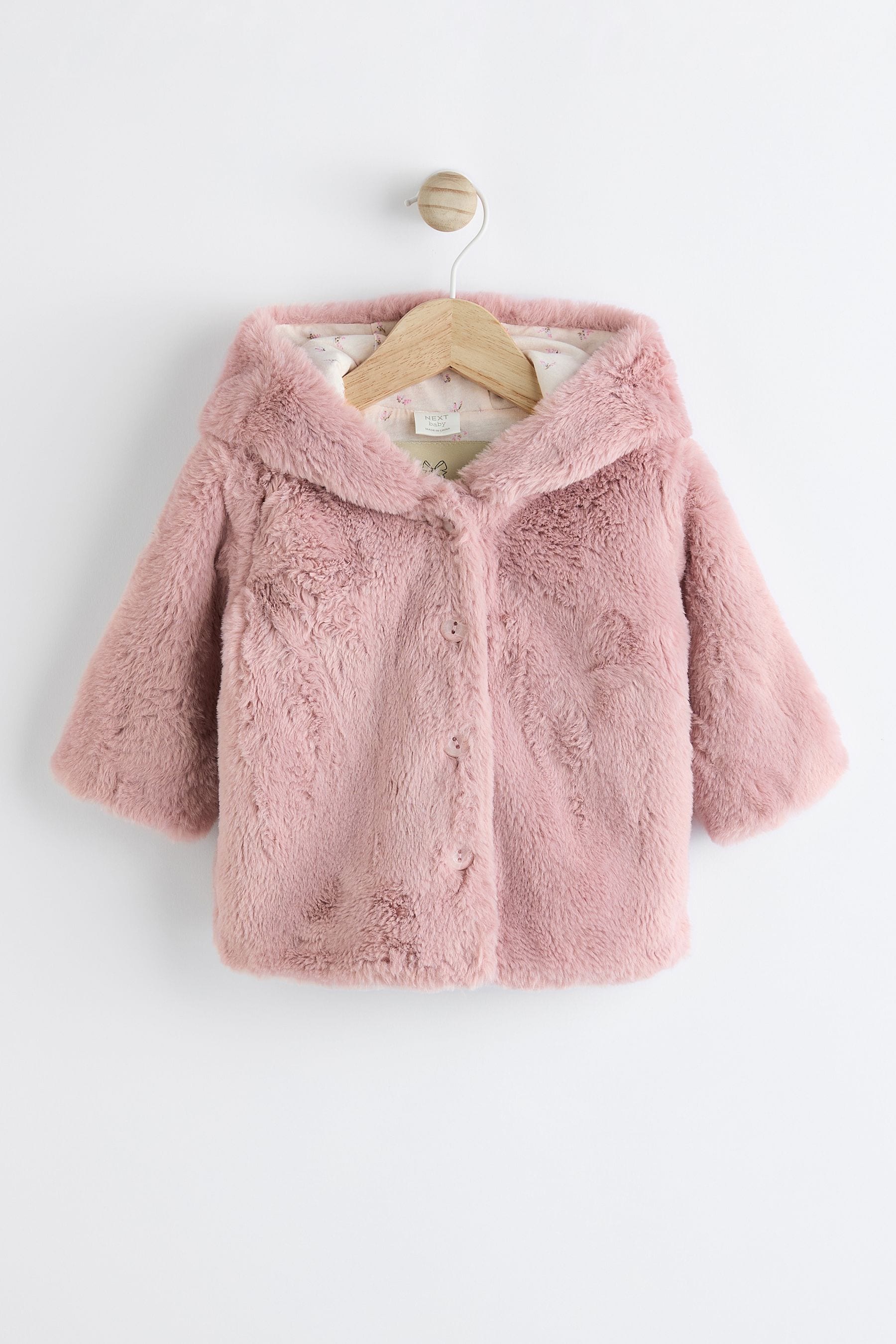 Baby pink faux fur jacket on sale