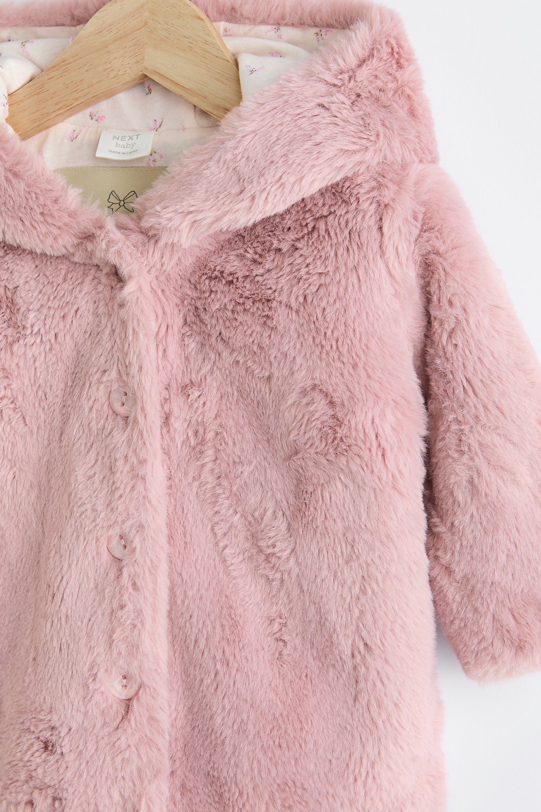 Buy Pink Baby Cosy Hooded Faux Fur Jacket 0mths 2yrs from Next Canada