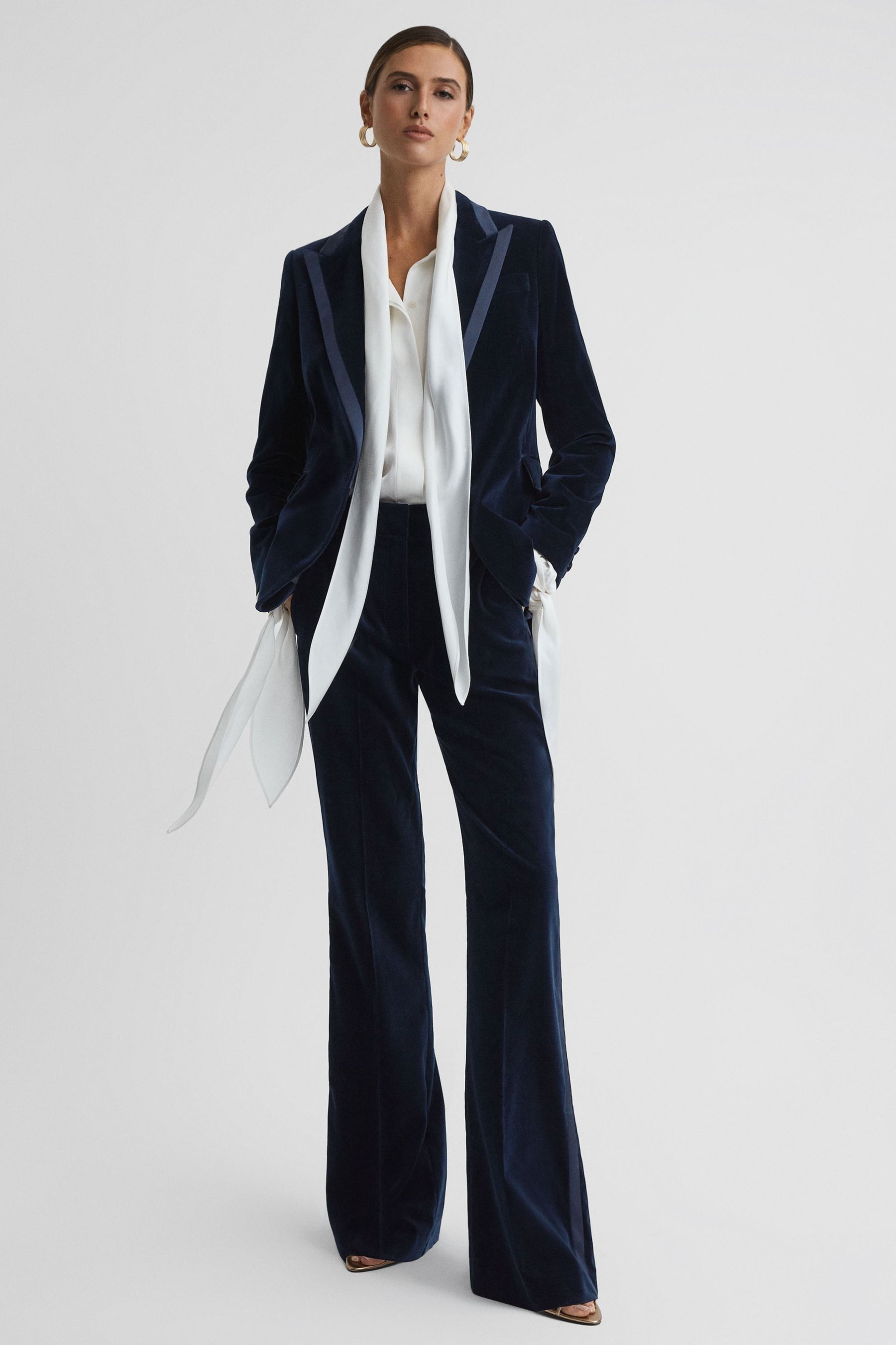 Navy velvet sales trouser suit ladies