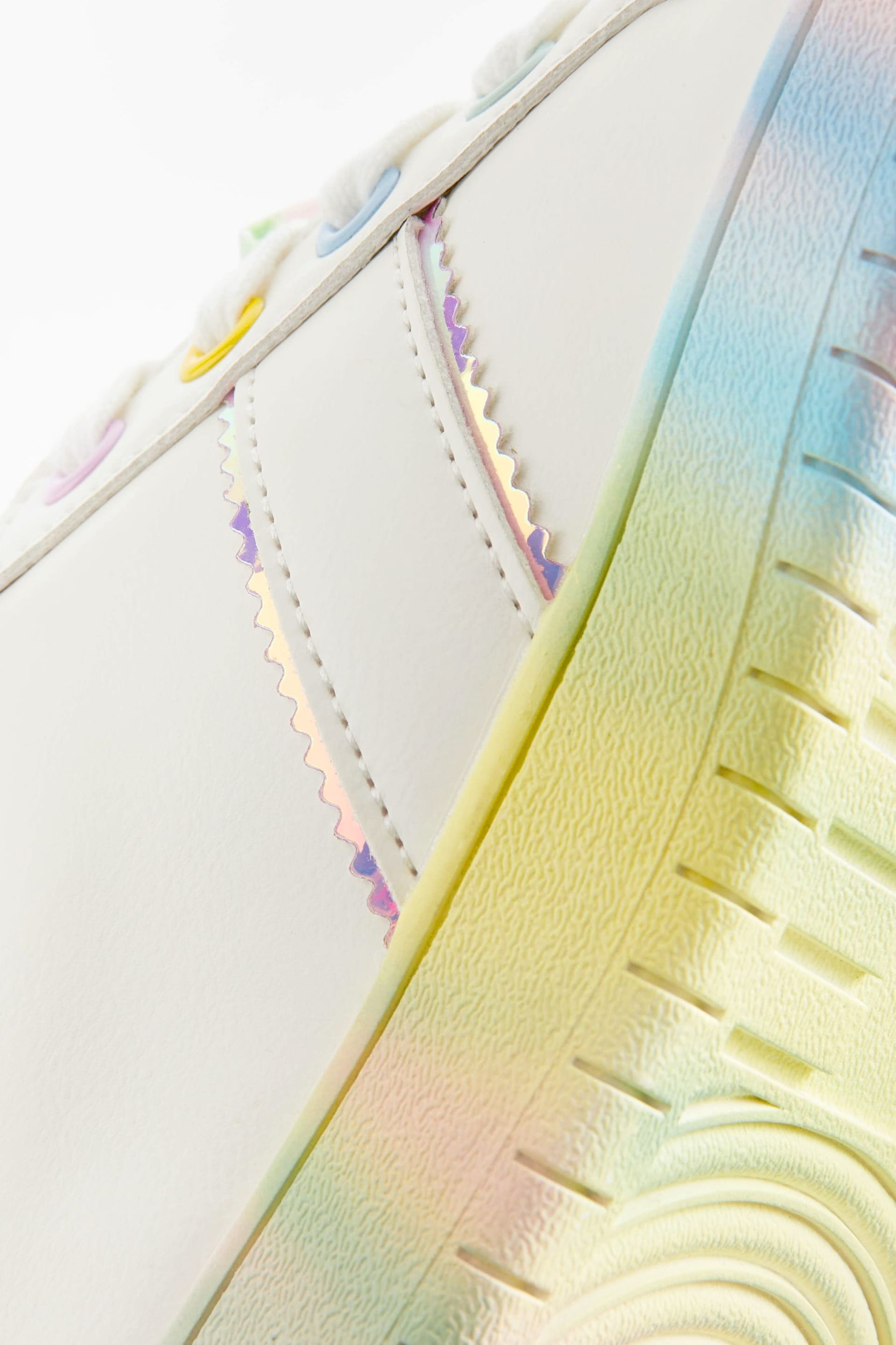 White Rainbow Beaded Chunky Lace-Up Trainers - Image 4 of 6