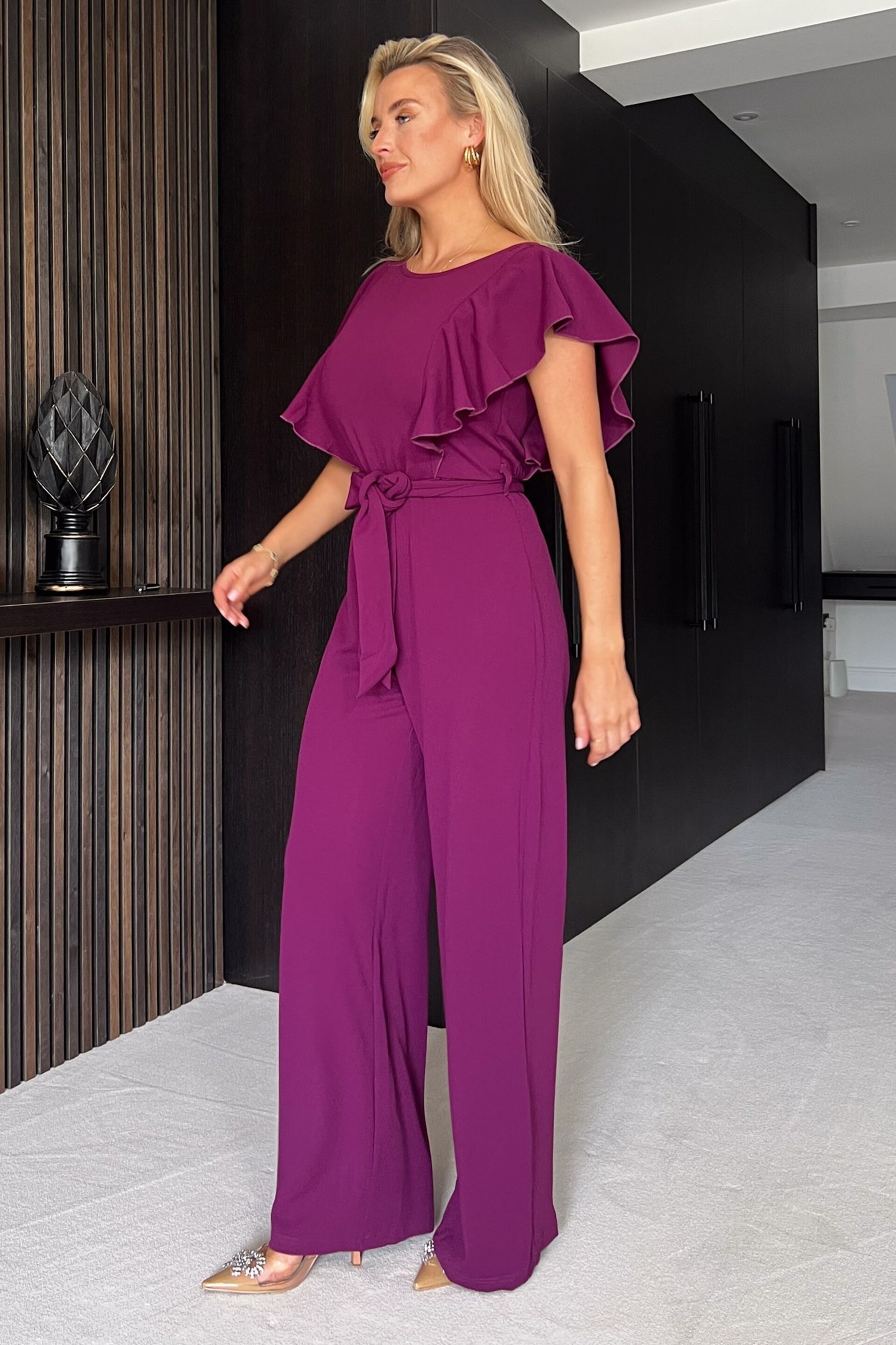 Girl In Mind Purple Tamara Frilled Jumpsuit - Image 3 of 4